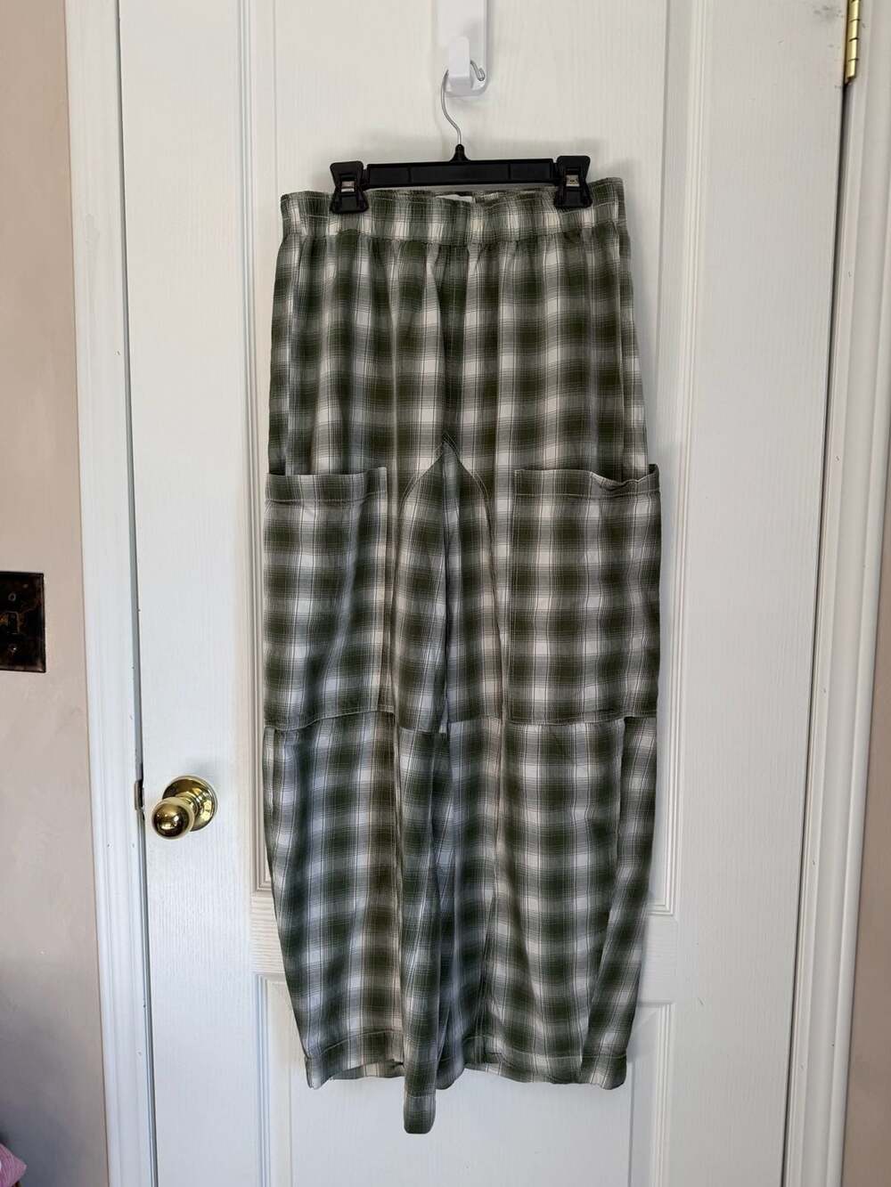 BDG Green and White Plaid Cargo Pants